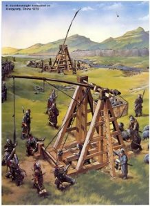 Использование требушета при штурме. 1272г