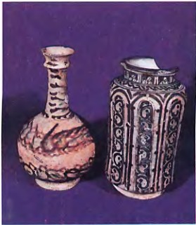 Расписная, покрытая глазурью посуда, находки в половецких погребениях