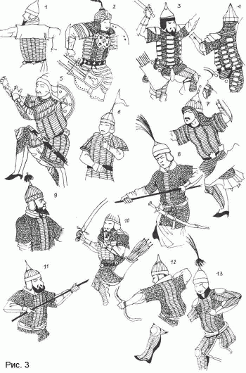 Изображение кольчато-пластинчатых панцирей втор. пол. XV-XVII вв. и шлемов