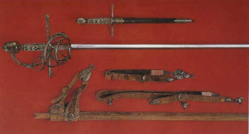 рапира, кинжал, поясной набор 1620 год