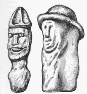 Деревянный и каменный идолы, Новгородская обл.