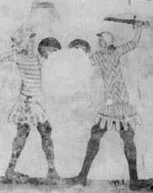 меч и баклер, средневековый рисунок, фреска, фехтование
