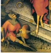 меч і баклер, средньовічний малюнок, фреска, фехтвання