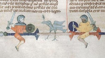 меч и баклер, средневековый рисунок, фреска, фехтование