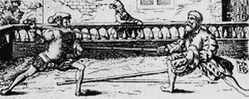 меч и баклер, средневековый рисунок, фреска, фехтование