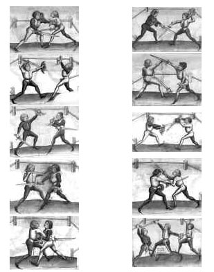 меч и баклер, средневековый рисунок, фреска, фехтование 