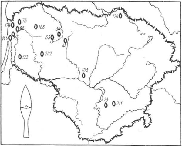 Распространение наконечников копий подтипа IVA