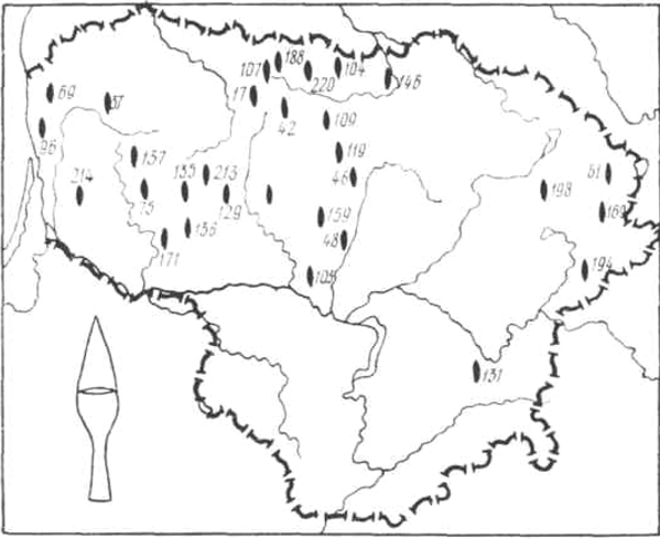  Распространение наконечников копий подтипа IVБ 