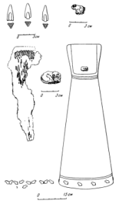  Могильник Тагискен. Кург. № 53. Остатки колчана и его реконструкция.