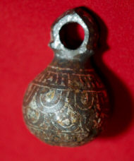 Древнерусский железный кистень инкрустированный серебром