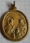 Бронзовая позолоченая нательная иконка