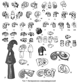 Образ бараноптицы. Головы. Тип 1 Келермесско-новозаведенский