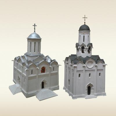 Троице-Сергиев монастырь. Макеты: Троицкий собор, Духовская церковь