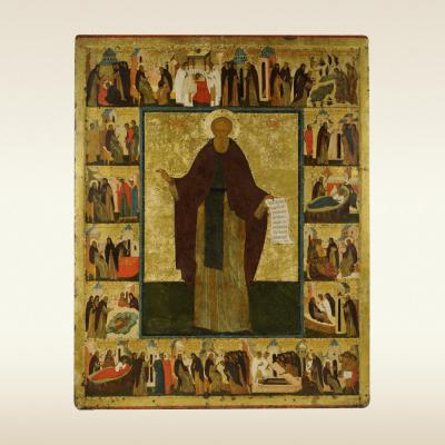 Икона. Преподобный Кирилл Белозерский, с житием