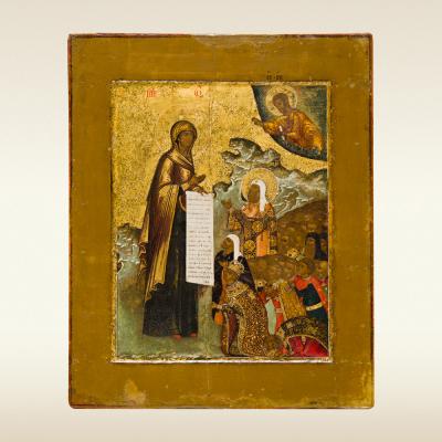 Икона. Богоматерь с предстоящими, 17 век