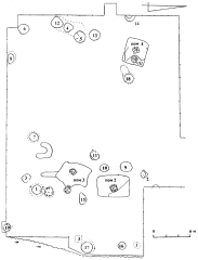Сидорове 2000. Раскоп 2. Общий план. Цифрами обозначены номера хозяйственных ям.