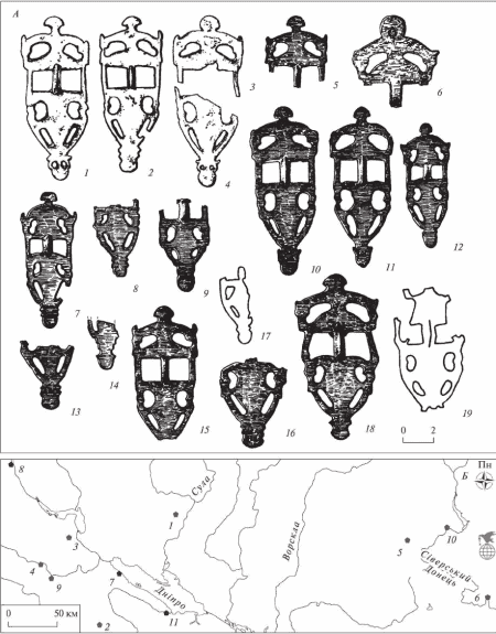 Находки сложных антропозооморфних фибул Родинкова / Тип II.2