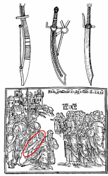 Фальшион с L-образной гардой в польской церковной иконографии