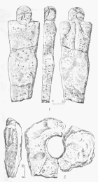 Антропоморфная стола (1) и плита постамент (2). Курган у с. Красный Подол на Херсонщине