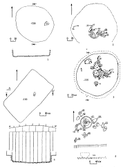 Сидоровское городище: 1 – раскоп 9, хоз. яма 5; 2 – раскоп 9. хоз. яма 6; 3 – раскоп 5, хоз. яма 1; 4 – раскоп 10, хоз. яма 3; 5 – раскоп 10, скопление 1.