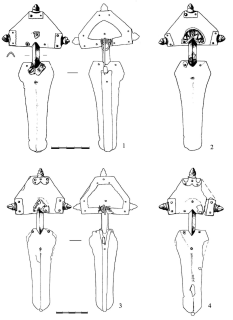 Суук-Су. 1,2 — фибулы из погребения 91 (кат. №1); 3, 4 — фибулы из погребения 56-5 (кат. №2).