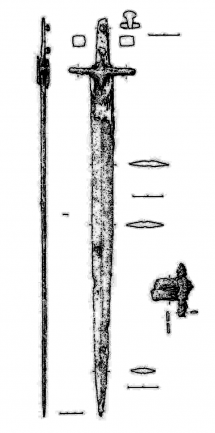 Кинжал из грунтового погребения №23 могильника Жукова.