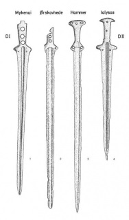 Мечи с языкообразной площадкой для крепления рукояти одного типа, распространенные на территории между Данией и Эгейским регионом