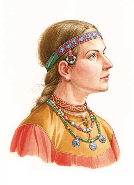 Реконструкция костюма и украшений девушки из Ярославля