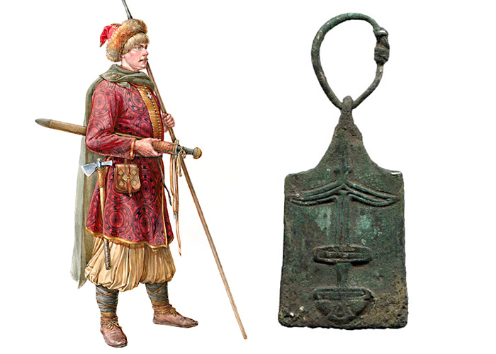 Древнерусская геральдическая подвеска «мечника»