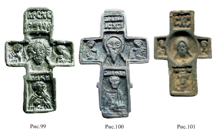 Редкие нательные кресты XVI вв. с изображением Спаса Нерукотворного, Богородицы, Иоанна Богослова и Никиты Готского