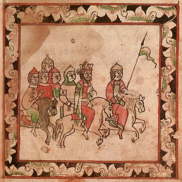 5. Сказание. Л. 74 «Князь Дмитрей Ивановичь выеде сам ис полку с палицаю железнаю. Богатыри же рустии удержаше его»