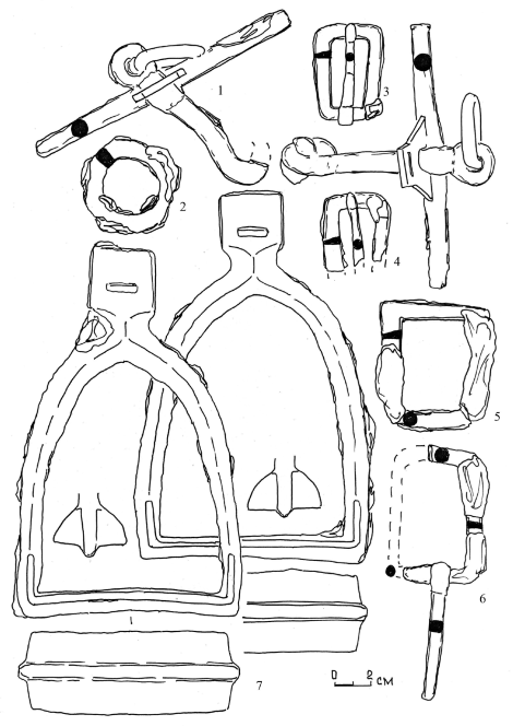 Снаряжение коня из погребения № 525