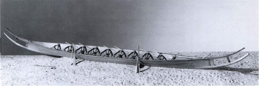 Миниатюрная реконструкция Хьортспрингской ладьи примерно 350 г. до Р.Х.