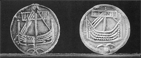 Монеты IX века с изображением ладей