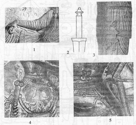 Изображения кинжалов с четырьмя выступами на ножнах