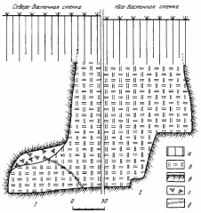 Профили стенок ямы древнеславянского женского погребения