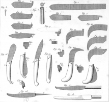 Лист из произведения Огюста-Дени Фужеру де Бондароя, Искусство ножовщика в общих работах, изданное Л.-Ф. Делатур в 1772 году